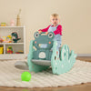 3-in-1 Kids Slide Rocking Horse Set Convertible Toddler Slide with Basketball Hoop-Green - Gallery View 1 of 10