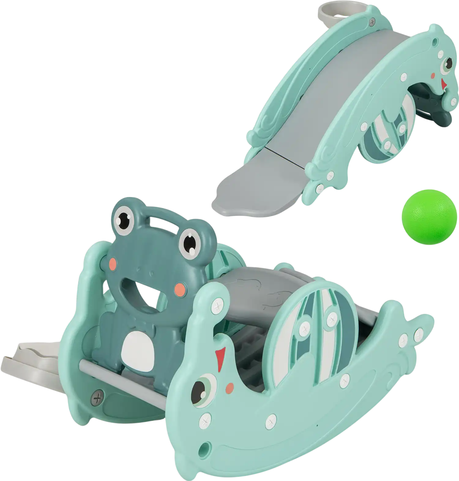 Costway 3-in-1 Kids Toddler Slide Rocking Horse w/ Basketball Hoop 83516479 New