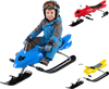 Kids snow racer sled in blue features brakes, tow rope, and steering handle for safe winter fun and easy maneuvering.