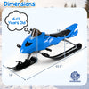 Kids snow racer sled in blue features brakes, tow ropes, and steering handle for safe winter fun, suitable for ages 6-12.