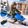 Kids Snow Racer Sled in blue features an ergonomic seat, anti-slip handles, and a foot brake for safe winter fun.