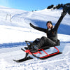 Kids Snow Sled with Steering Wheel and Double Brakes Pull Rope-Red - Gallery View 1 of 10