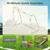 Exploded view of kids soccer goal frame with firm hardware, tear-resistant net, and metal ground stakes for quick assembly.