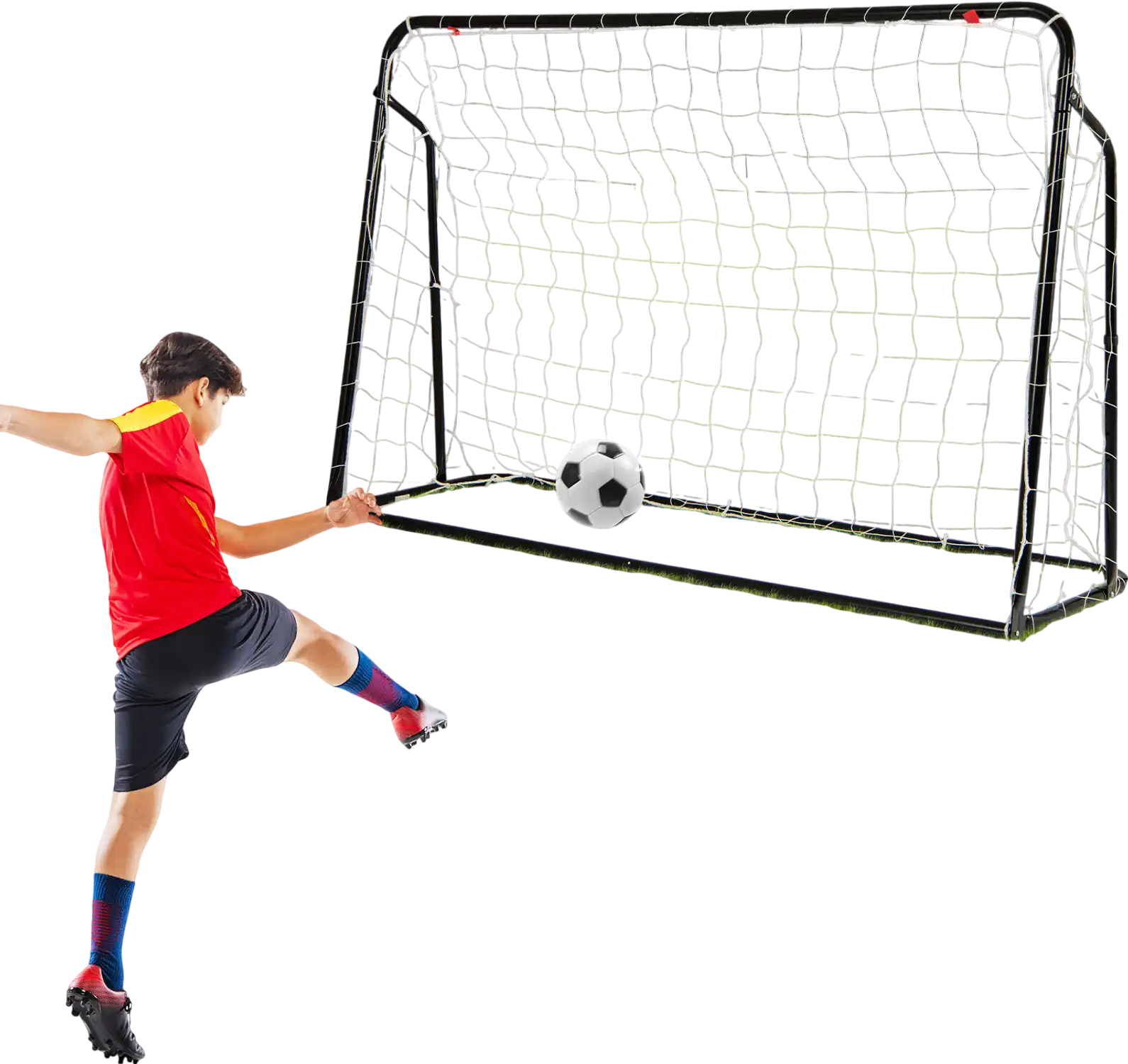 Costway 2-in-1 Kids Soccer Rebounder Goal Adjustable Height Black 41735962 New