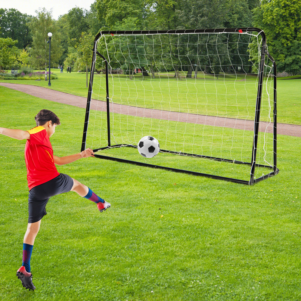 2-in-1 Kids Soccer Rebounder and Soccer Goal with Adjustable Height-Black - Gallery View 1 of 10