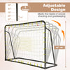 Adjustable soccer rebounder and goal in black, featuring 5 height positions from 40"-48", ideal for outdoor play.