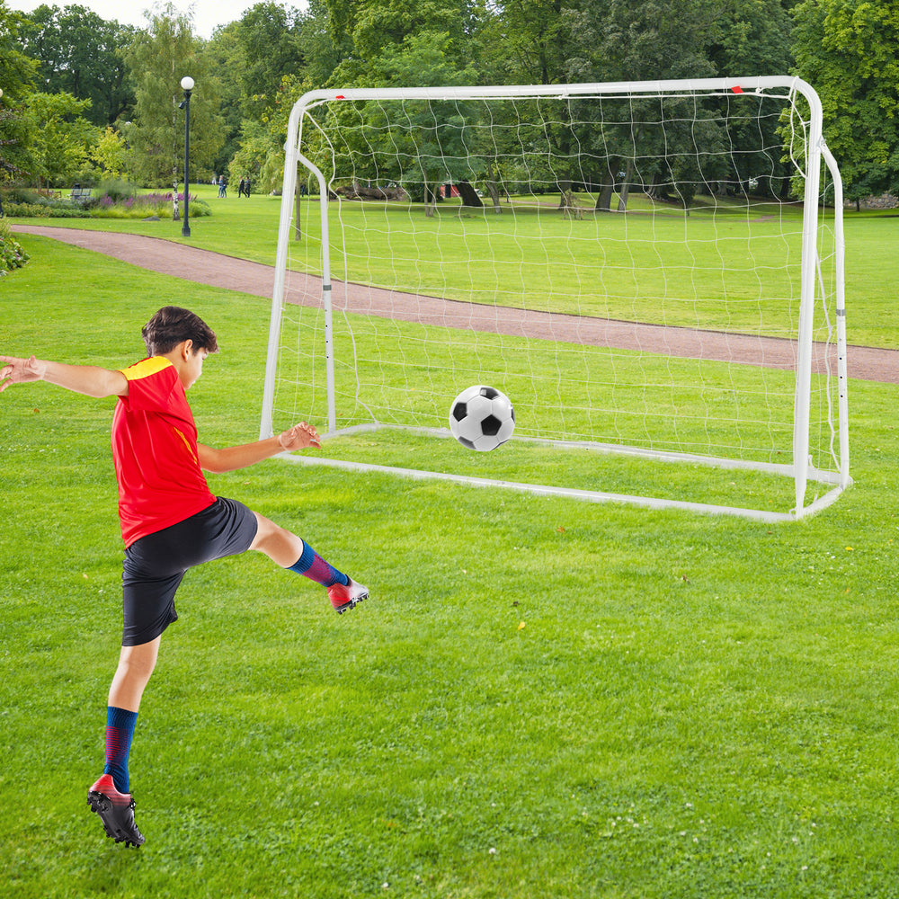 2-in-1 Kids Soccer Rebounder and Soccer Goal with Adjustable Height-White - Gallery View 1 of 10