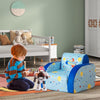 Convertible kids sofa in planet pattern, made of soft velvet, perfect for play and nap in any room.