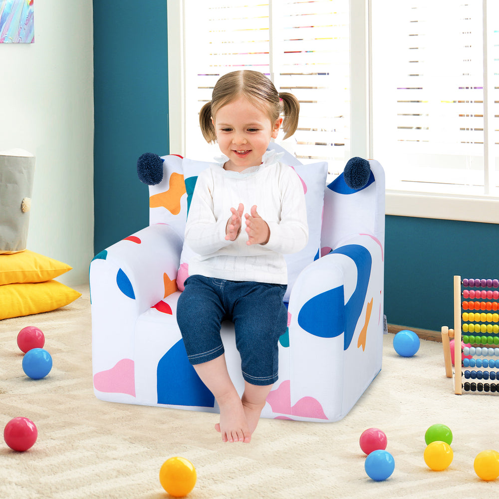 High-density Padding Kids Sofa with Armrest and Extra Pilow-Multicolor - Gallery View 1 of 10