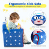 Ergonomic kids sofa in blue with thick cushion, wide backrest, and comfortable armrests, perfect for ages 1-3.