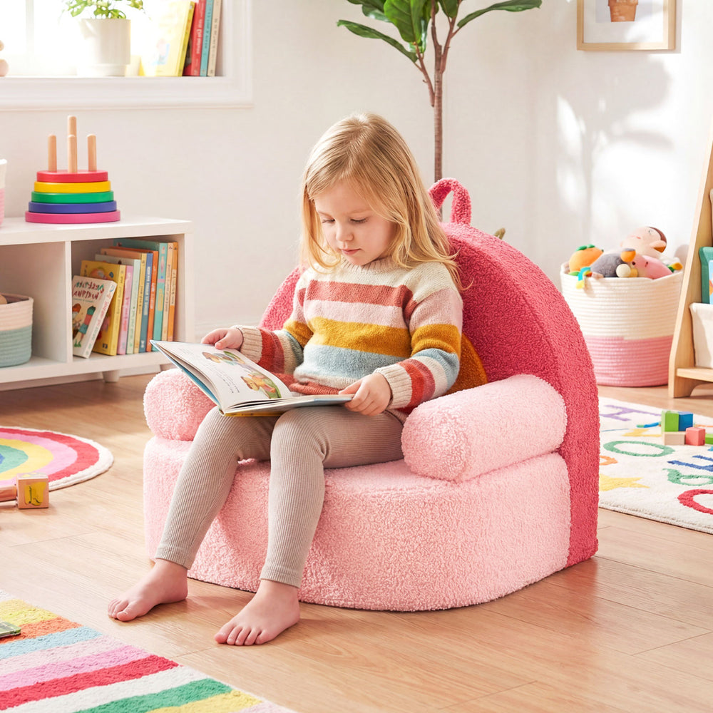 Kids Sofa Toddler Foam Couch with Soft Fleece Fabric Cover-Red - Gallery View 1 of 12