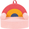 Kids sofa in rainbow design with soft fleece fabric cover, high-density foam, and anti-slip base for comfort and.
