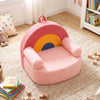 Kids sofa in rainbow design with soft fleece fabric, high-density foam, and removable cover for cozy toddler seating.