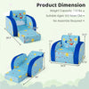 Convertible kids sofa with planet pattern, 3-in-1 design for play, nap, and sleep, suitable for ages 0-5 years.