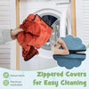 Zippered velvet cover for Kids Soft Foam Blocks, machine washable for easy cleaning and safe play in various settings.