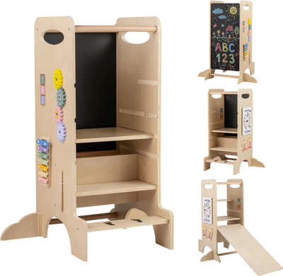 Costway Kids Standing Tower Detachable Chalkboard Montessori Games 89093092 New