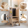 Kids standing tower with smooth rounded corners and stable support feet, designed for safe use and independence for.