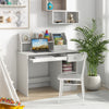 Kids Study Desk Children Writing Table with Hutch Drawer Shelves and Keyboard Tray-White - Gallery View 1 of 10
