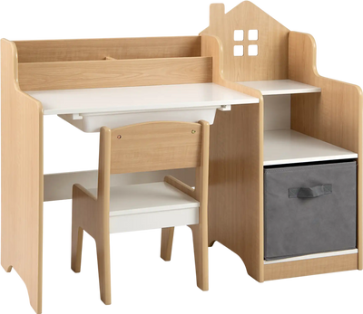 Costway Kids Study Desk Chair Set w/ Shelves Drawer Fabric Bin 316972485 New