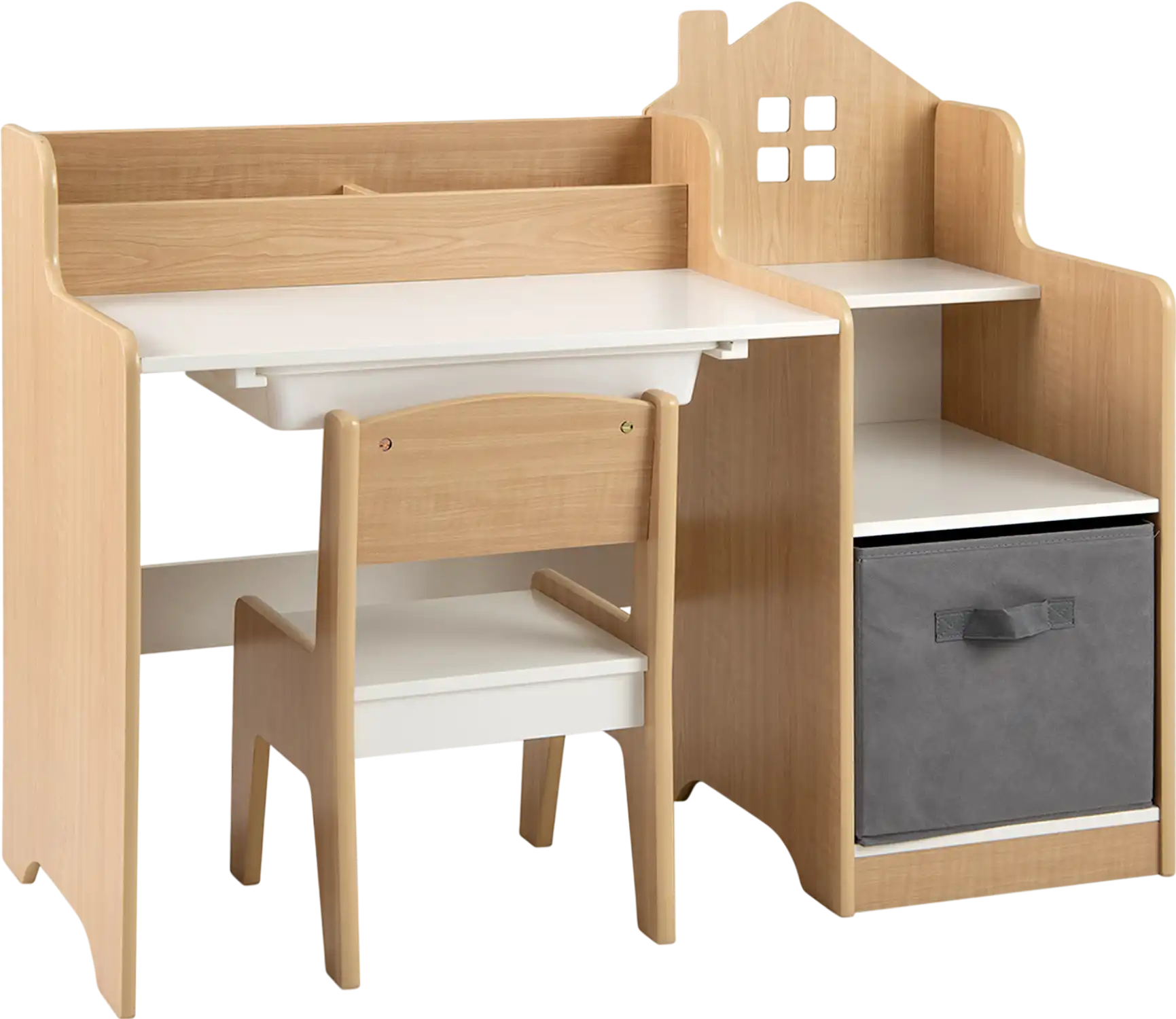 Costway Kids Study Desk Chair Set Shelves Drawer Fabric Bin 316972485 New