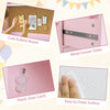 Cork bulletin board and easy-to-clean surface of the kids study desk and chair set in white and pink for imaginative.