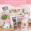 Wooden kids study desk in white with storage cabinet, bulletin board, and ergonomic design for organized learning.