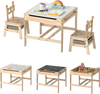 Kids table and chairs set with reversible whiteboard, featuring a solid wood frame and spacious storage for creative.