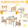 Kids table and chairs set with robot-shaped backrest, double-sided tabletop, and spacious storage for creative play.