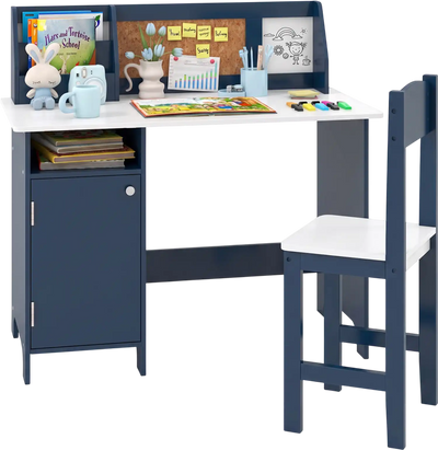 Costway Kids Table & Chair Set Bookshelf Cabinet Study Table 43826751 New
