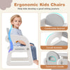 Ergonomic kids chair in gray with comfortable backrest and curved armrests, designed for safe and enjoyable sitting.