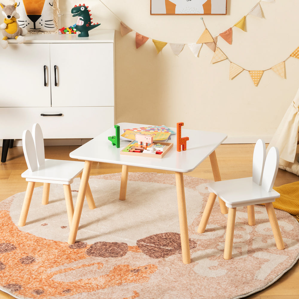 3 Pieces Kids Table and Chairs Set for Arts Crafts Snack Time-White - Gallery View 1 of 10