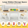 Kid's table and chairs set featuring a double-sided tabletop, ideal for drawing and playing, suitable for ages 3-6.