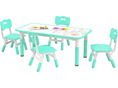 Costway Kids Table & Chairs Set for 4 Graffiti Desktop 47381295 New