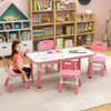 Kids Table and Chairs Set for 4 with Graffiti Desktop-Pink - Gallery View 1 of 10