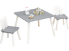 Gray kids table with a spacious surface and sturdy legs, perfect for drawing and playing in a child-friendly.