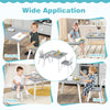 Kids table and chairs set in gray, perfect for drawing, eating, and learning, featuring bunny ear backrests for comfort.