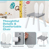 Kids chair with cute bunny ear backrest, gray waterproof surface, and wide seat for comfort, perfect for playtime.