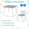 Kids table and chairs set in gray with bunny ear backrest, perfect for arts, crafts, and snack time for ages 3-6.