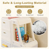 Bus-shaped kids toy storage organizer in gray with 4 pull-out drawers, made of safe PP and HDPE, ideal for playrooms.