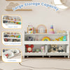 Kids toy storage organizer in white with 2 movable drawers, open compartment, and top shelf for easy access and large.