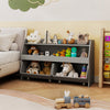 Kids Toy Storage Organizer Wooden Bookcase with 2 Movable Drawers-Gray - Gallery View 1 of 10