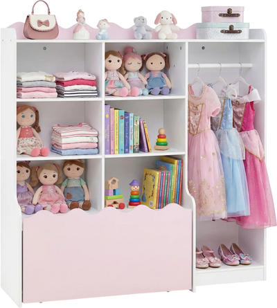 Costway Kids Toy Storage Organizer Dress Up Closet Wardrobe Clothing Rack 89711332 New