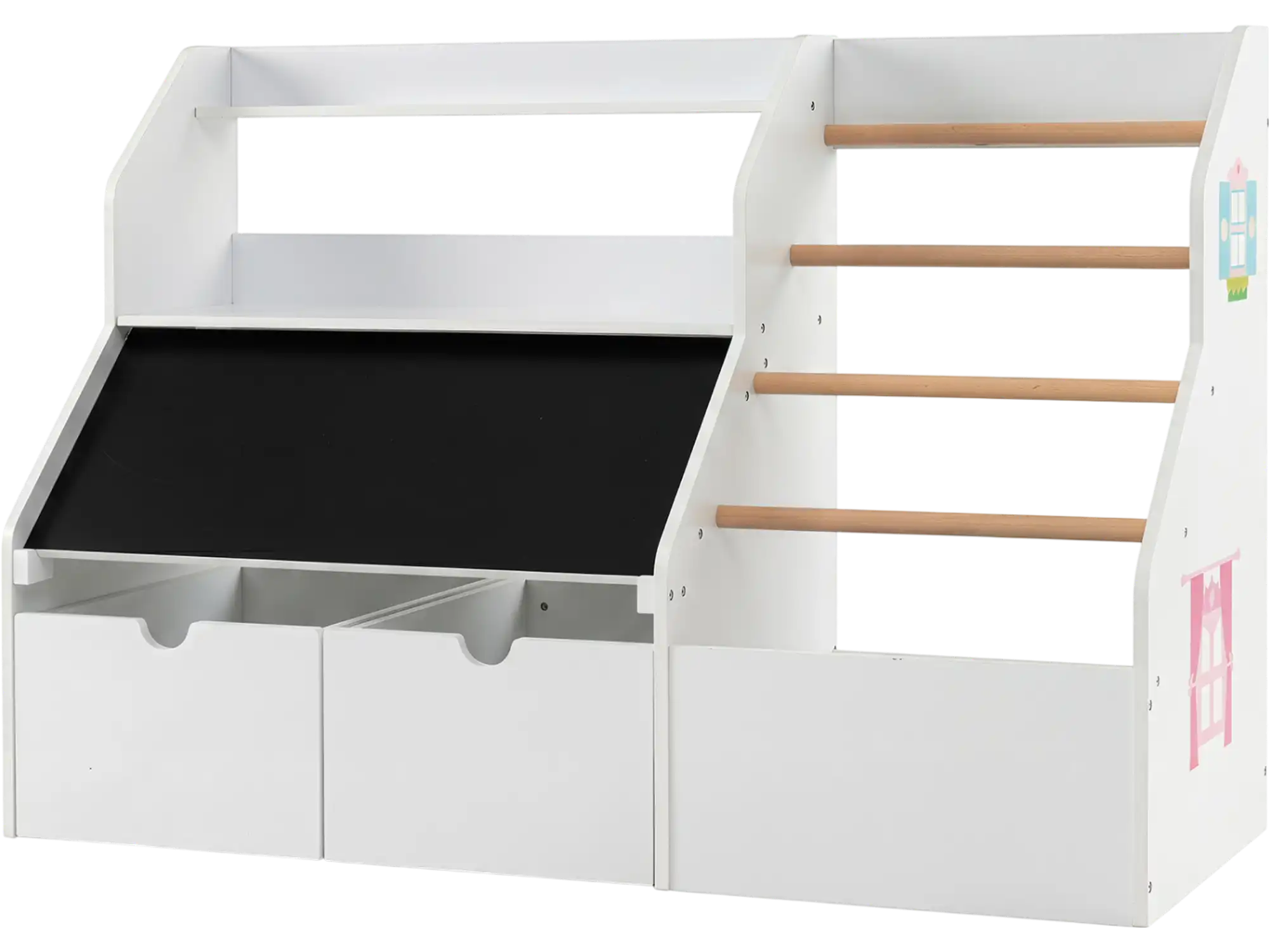 Costway Kids Toy Storage Organizer Flip-up Blackboard 80848032 New