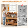 Kids toy storage organizer featuring 2 rolling drawers and a 3-tier bookshelf for easy access and organization in playrooms.