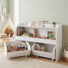 Kids Toy Storage Organizer with 2 Rolling Drawers & 3-Tier Bookshelf for Playroom-White - Gallery View 1 of 10