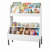 Kids Toy Storage Organizer Wooden Montessori Bookshelf with 2 Storage Bins-White - Gallery View 1 of 2