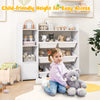 4-tier kids toy storage organizer in white with removable bins, perfect for easy access in playrooms or bedrooms.