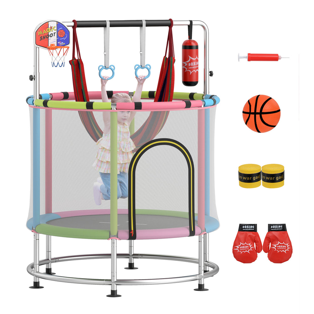 55" Kids Trampoline Gift for for 3-6 Years Old Boys and Girls-Pink - Gallery View 1 of 10