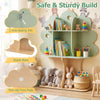 Tree-shaped kids bookshelf in green, featuring 3 tiers for storage, anti-tipping kits, and non-slip foot pads for.