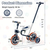 Dimensions of the 4-in-1 Kids Trike Bike with adjustable seat height and parent push handle, designed for safety and.